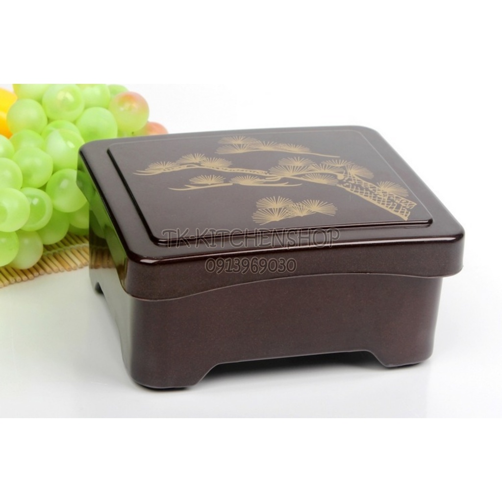 Hộp cơm lươn Nhật bản  kích thước 14.5x16.5 cao 8cm, sử dụng bày trí cho cơm lươn Unagi phong cách Nhật