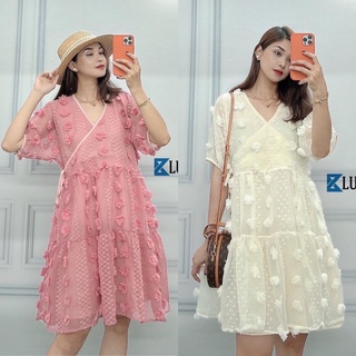 Đầm babydoll voan cục bông siêu cute