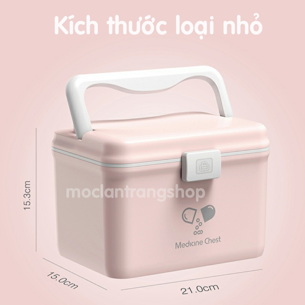 Tủ thuốc, Hộp đựng thuốc gia đình 2 tầng nhiều ngăn GLOSEN tiện lợi, size cỡ lớn tặng vỉ thuốc 6 ô, có khóa