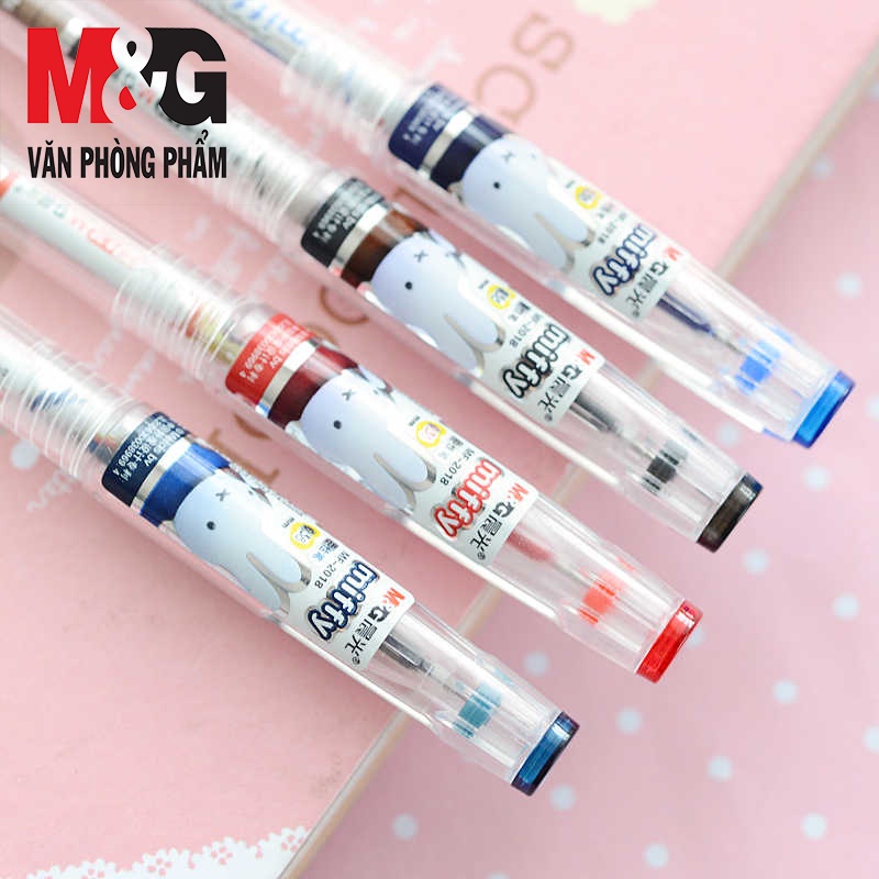 Bút Nước M&amp;G (0.5mm) Nắp Bật Hình Thỏ MF2018B - Mực Xanh