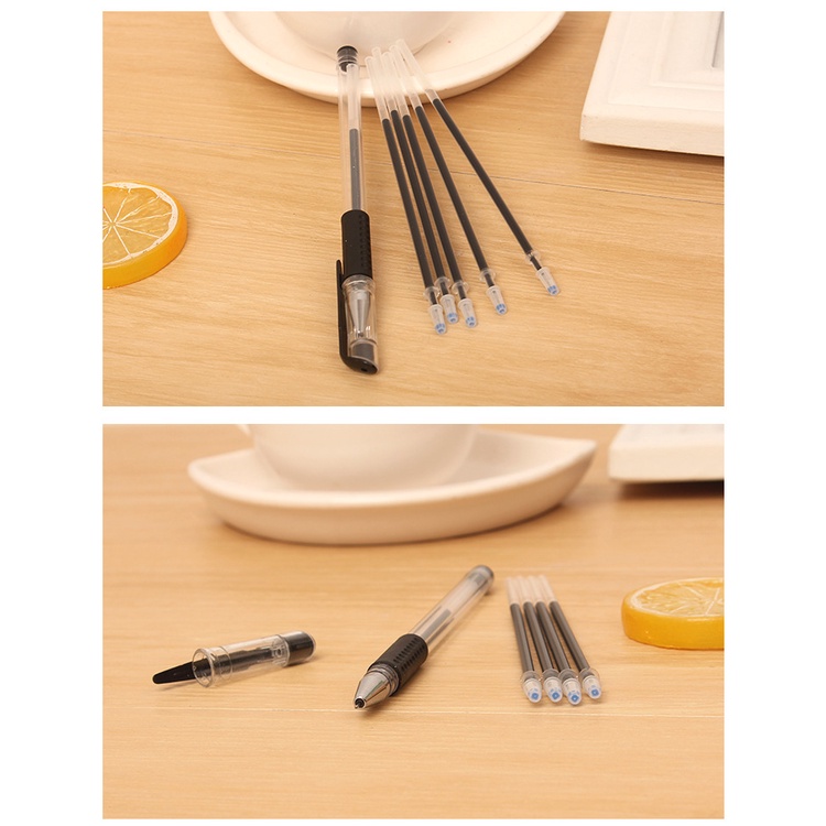 BÚT BI NƯỚC VĂN PHÒNG 0.5MM MỰC ĐỀU NÉT CHỮ ĐẸP, bộ 1 vỏ bút bi nước kèm 6 lòng BB06