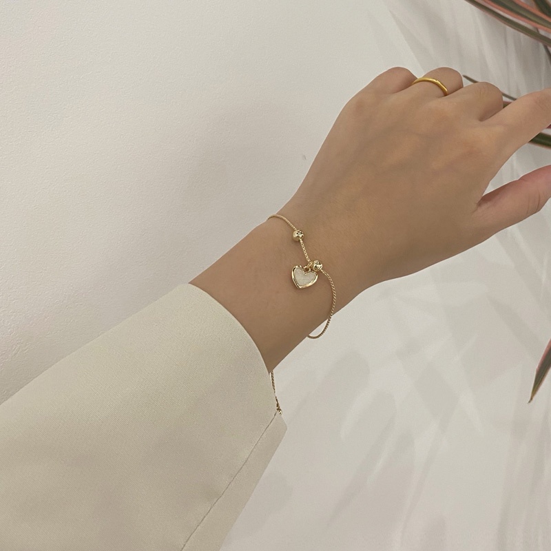 Vòng tay nữ lắc tay nữ dây rút mặt trái tim VT003 Leous Accessories