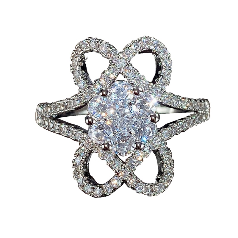 Nhẫn Bạc 925 Hình Hoa Đính Đá Zircon Sáng Tạo Mới
