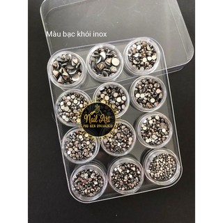 Đá chân bạc 12 hũ - Bạc khói inox