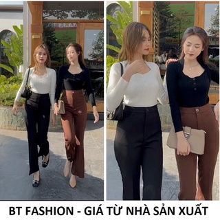 Quần Tây Nữ Công Sở ỐNG LOE, Lưng Cạp Cao Vải Tuyết Mưa Cao Cấp - BT Fashion (Có 2 Loại Vải để chọn) QT01