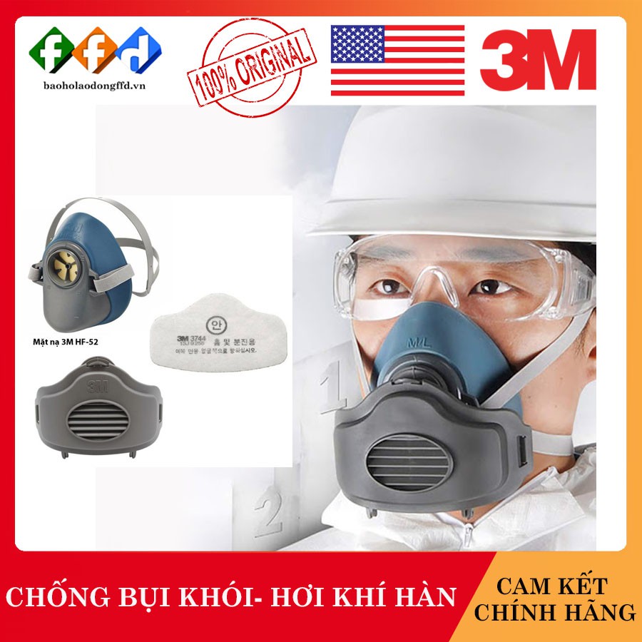 [Hàng chính hãng] Bộ mặt nạ 3M HF52 3 món - Bộ mặt nạ chống bụi khói/hơi khí hàn (3MHF52 - 3M 3744k - 3M 3700)