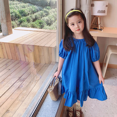 Đầm cổ tròn tay phồng thời trang dành cho bé gái
