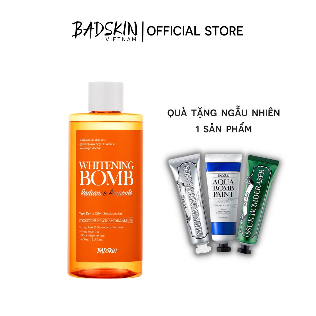 Nước hoa hồng dưỡng trắng da BadSkin Whitening Bomb Radiance Ampoule 400ml