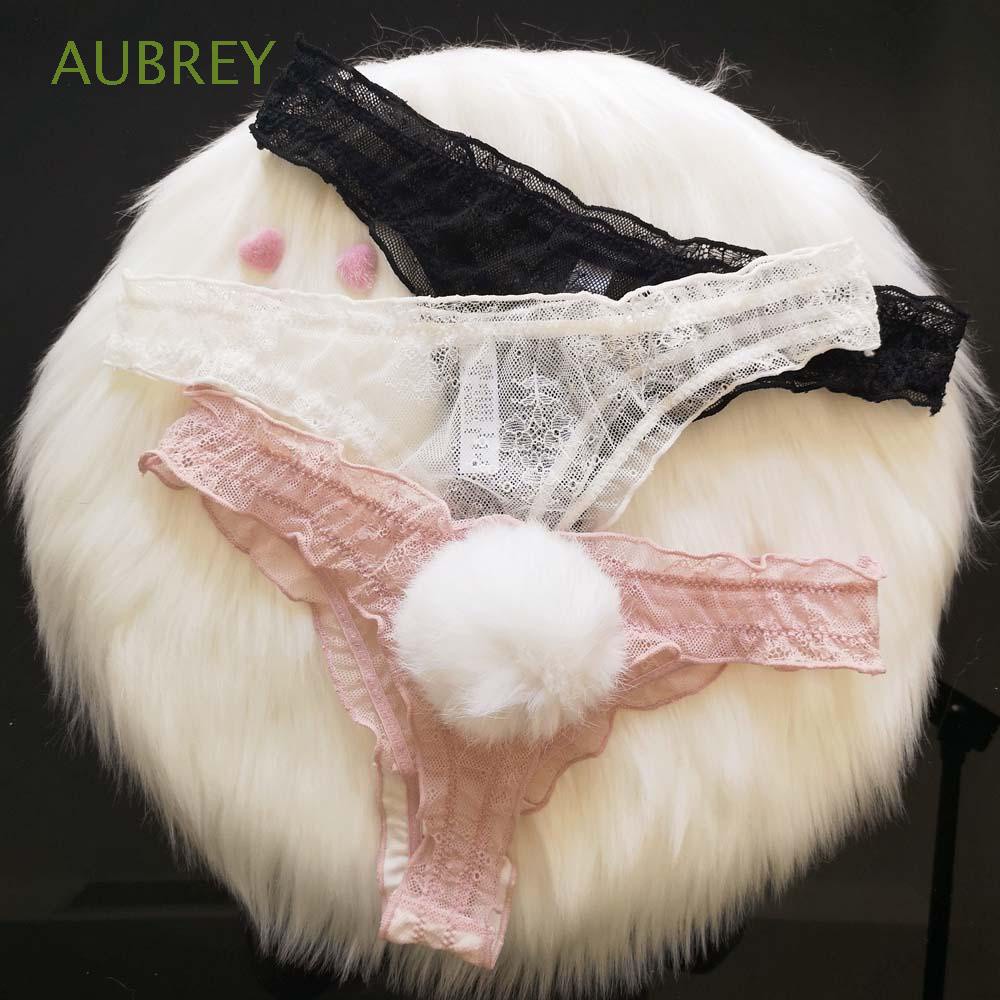 Aubrey Quần Lót Ren Trong Suốt Đính Bóng Lông Thỏ Gợi Cảm Cho Nữ