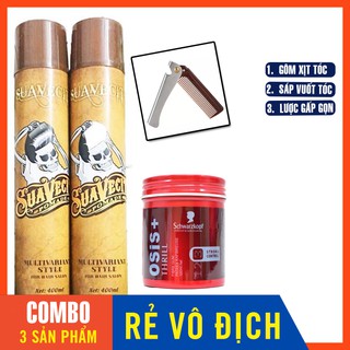 [COMBO] Sáp Vuốt Tóc osis & Gôm Xịt Tóc Suavecito - Tặng Lược gấp gọn