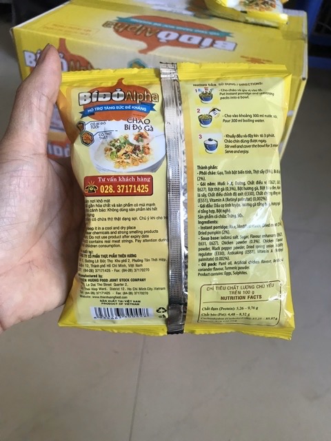 Thùng 30 Gói Cháo Bí Đỏ Alpha Vị Gà/Thịt Bằm/Sườn Gói 50g