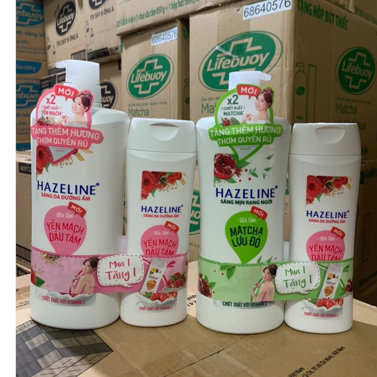 Sữa Tắm Dưỡng Sáng Da Hazeline ong chúa/ Matcha/ Dâu Tằm 1kg tặng chai sữa tắm 300g hoặc 1 tuýp sữa rửa mặt 80g