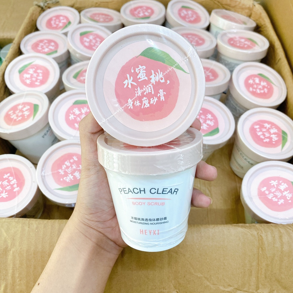 Tẩy da chết body Đào HEYXI Peach Clear, tẩy tế bào chết body đào, kem thải độc tố da 200ml | BigBuy360 - bigbuy360.vn