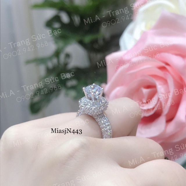 Ảnh Clip thật Nhẫn nữ bạc Ý S925 đá Cz miễn phí xi kim N443 | Mi.A Trang sức bạc