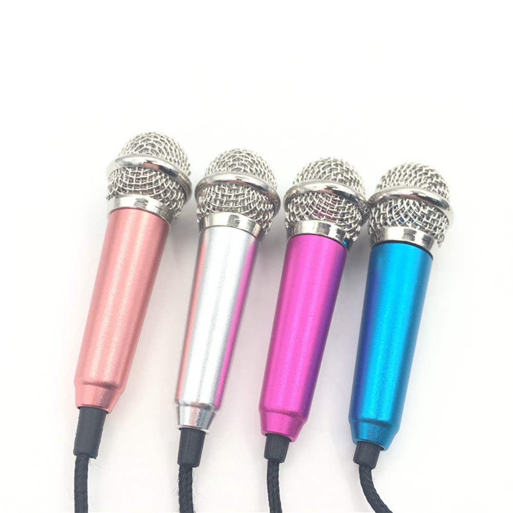 Điện thoại di động Mini 3.5mm Microphone Dây bện Tai nghe KTV Âm nhạc Hát Loa