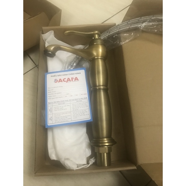 Vòi lavabo trà đồng 30cm kèm dây cáp