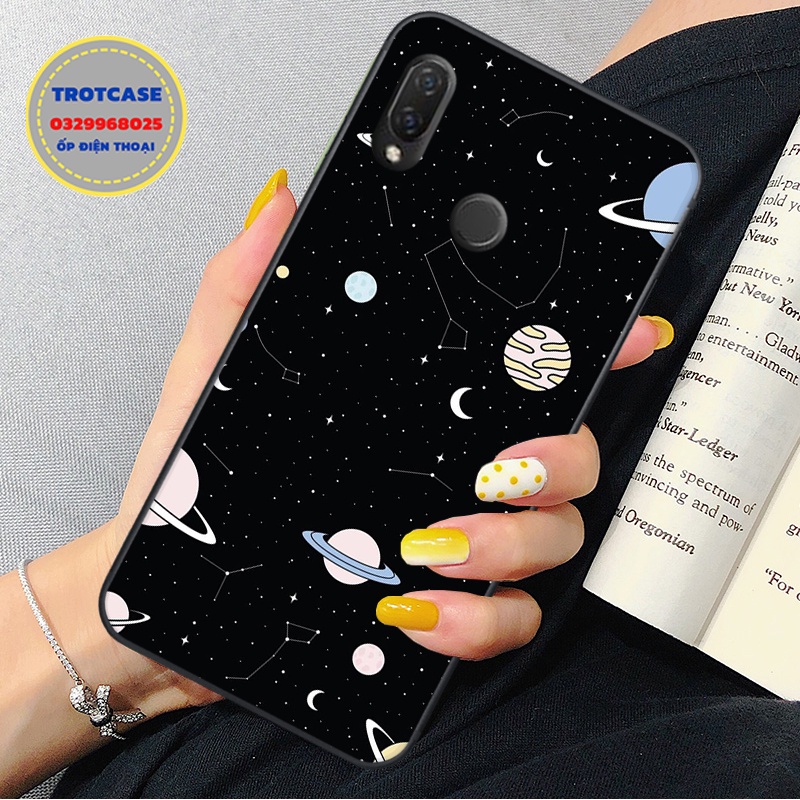 Ốp lưng điện thoại Huawei Nova 2i - Nova 3i - Nova 3e - in hình vũ trụ đen và cô gái nền xanh nước sáng trắng