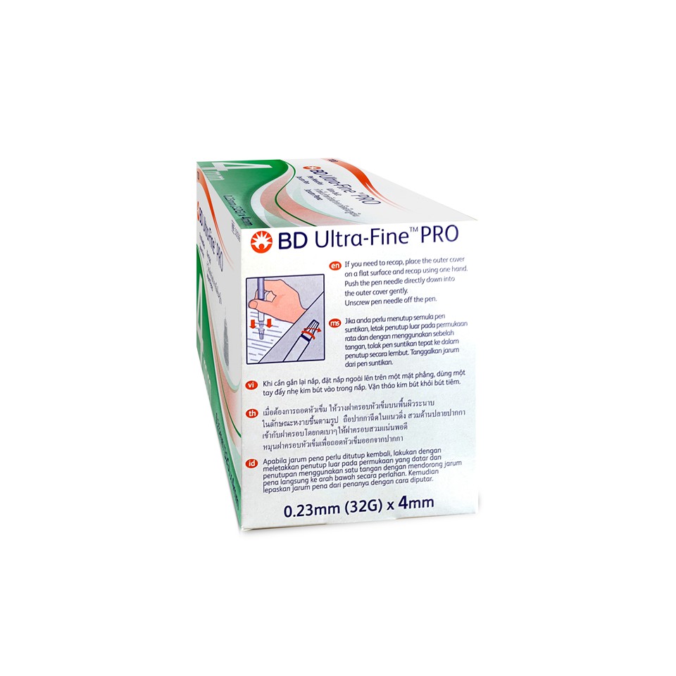 Kim bút tiêm insulin BD Ultra-Fine™ PRO 32Gx4mm Becton Dickinson dành cho người điều trị tiểu đường, hộp 100 cây