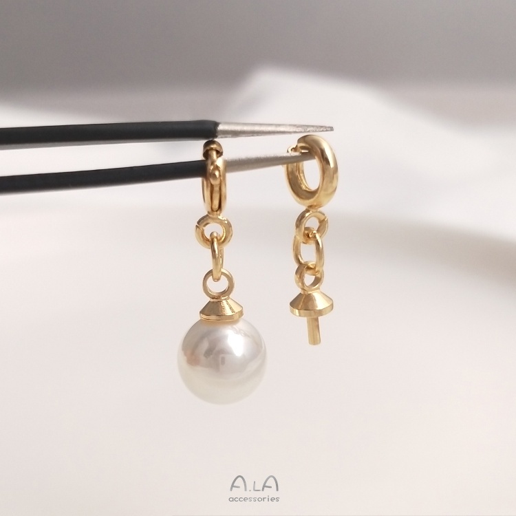 [Little Blu] Mặt Dây Chuyền Hạt Pha Lê Đồng 14K Khóa Cài Lò Xo Đính Ngọc Trai Pha Lê Có Lỗ Xỏ Hạt Pha Lê Màu Sắc