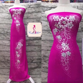 Vải áo dài kết cườm