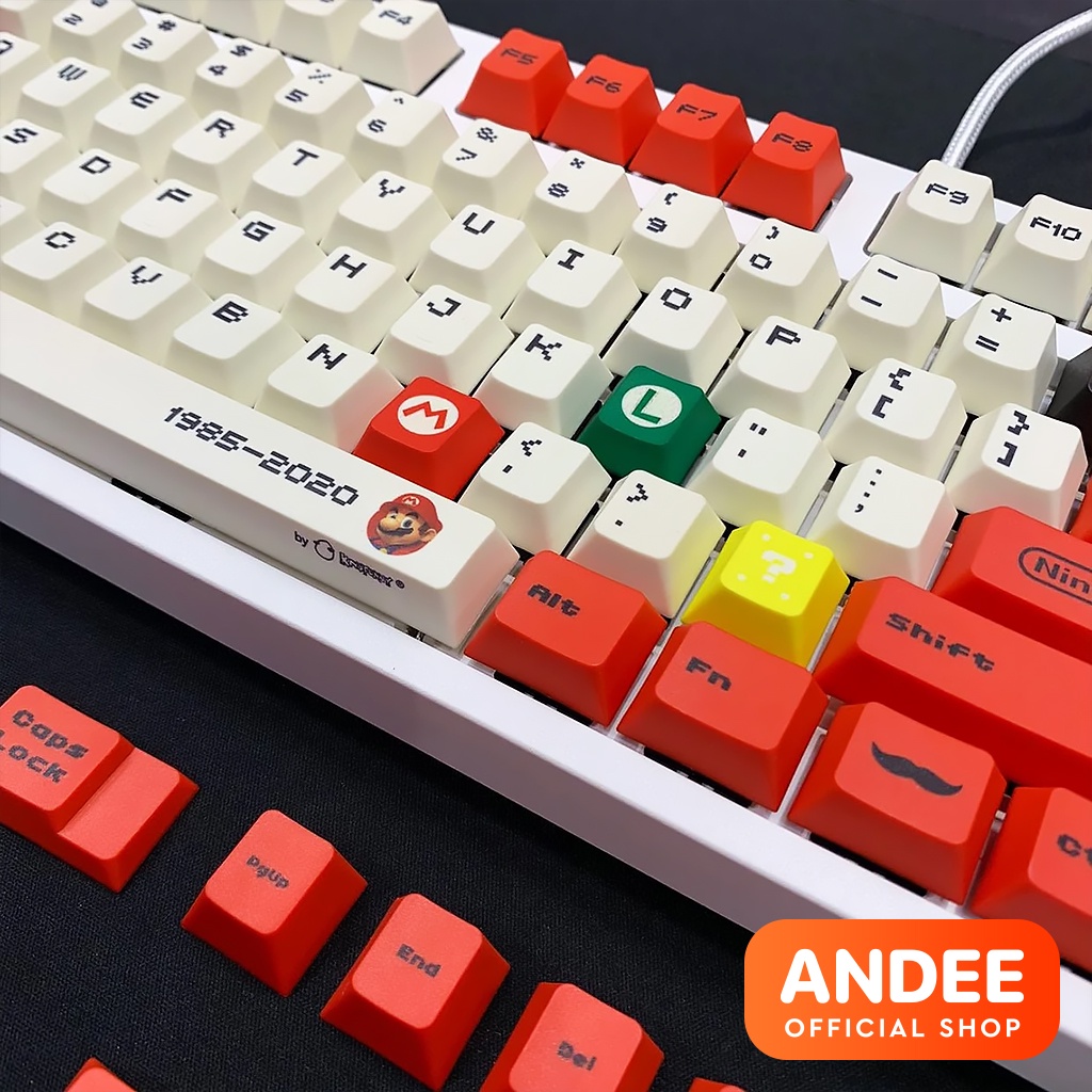 Keycap Mario đỏ 110 nút profile Cherry dễ thương cho bàn phím cơ