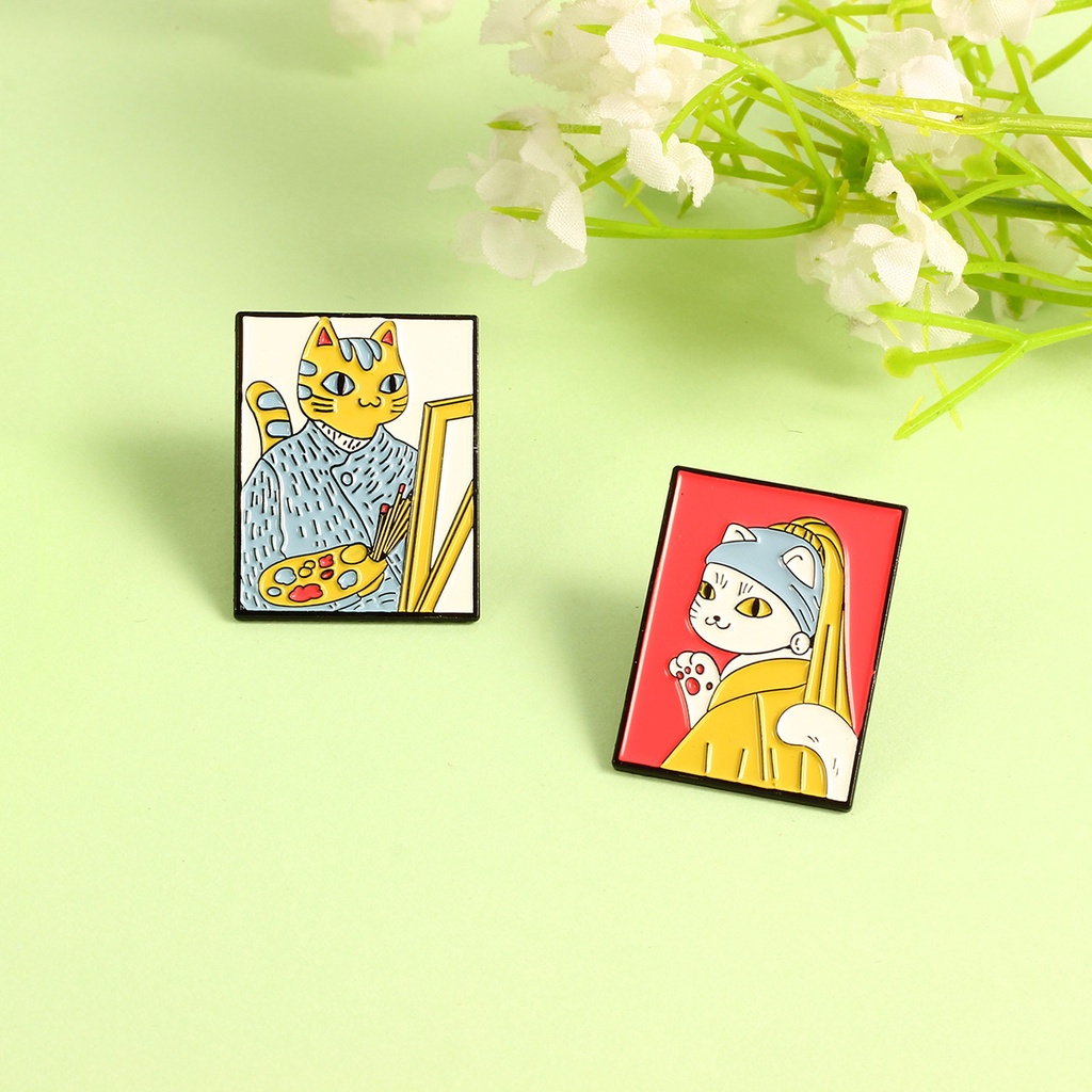 Trâm cài áo QIHE JEWELRY hình tranh sơn dầu Van Gogh bằng hợp kim thời trang dùng làm quà tặng
