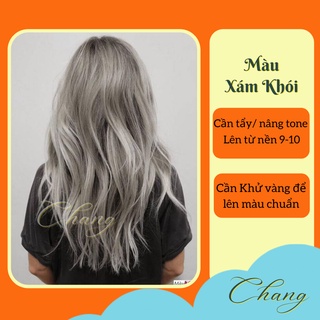 Thuốc Nhuộm Tóc Màu Xám Khói Cần Tẩy Tóc Tặng Găng Tay, Trợ nhuộm