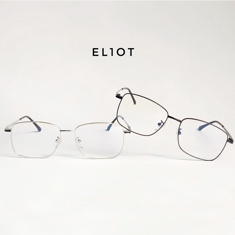Mắt kính giả cận kiểu dáng thời trang nam, nữ kính mắt kim loại dáng vuông ELIOT tròng kính 0 độ chống ánh sáng xanh