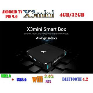 Android X3 MINI, Android TV 9.0, CPU S905X3, RAM 4GB, eMMC 32GB, Dual Band WiFi MU-MIMO, Bluetooth 4.2, LAN 100MB