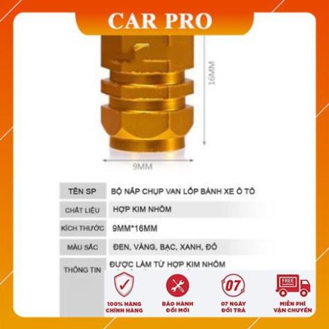 Bộ 04 ốc - nắp chụp trang trí đầu van, vòi bơm hơi bánh xe, lốp xe ô tô, xe máy, xe hơi, xe máy