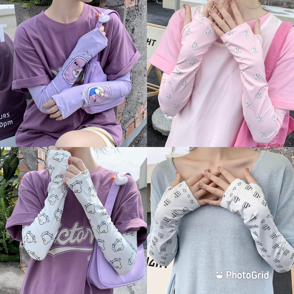 Găng tay chống nắng ống dài hoạ tiết dễ thương độc đáo nhiều màu WamXi chất lượng cao