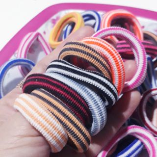 Sỉ túi 48 sợi thun cột tóc sọc màu(1×5cm)