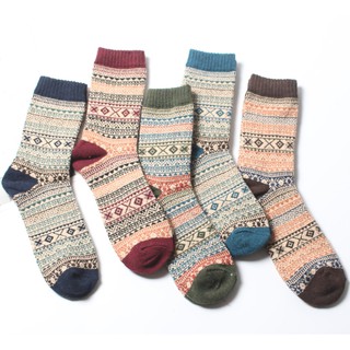 Set 5 đôi tất nữ cổ cao hoạ tiết thổ cẩm