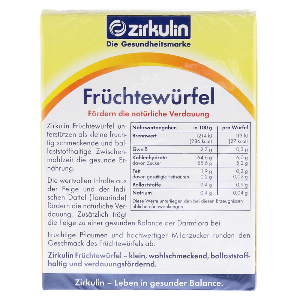 Kẹo Bổ Sung Rau và Trái Cây Giàu Chất Xơ Zirkulin Fruchtewurfel 12 Viên - Đức