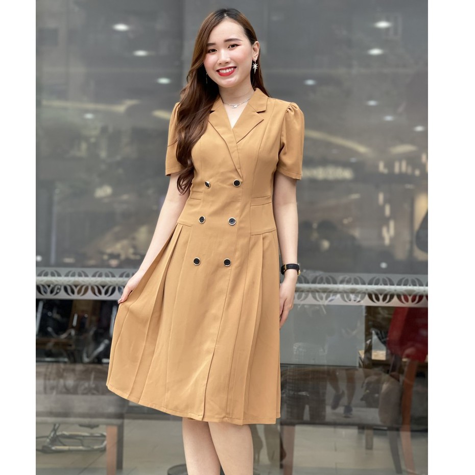 Đầm cổ vest thanh lịch , sang trọng ,che mọi khuyết điểm cơ thể chất liệu Chéo nhật cao cấp Emvy K55 | BigBuy360 - bigbuy360.vn