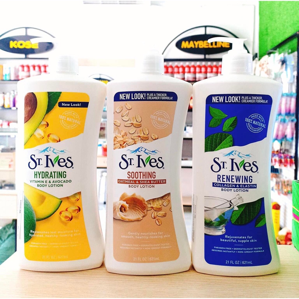 Sữa dưỡng thể St.ives 621ml dưỡng ẩm trắng da yến mạch, vitamin e, colagen-Mỹ- nhập khẩu bởi cty Dksh