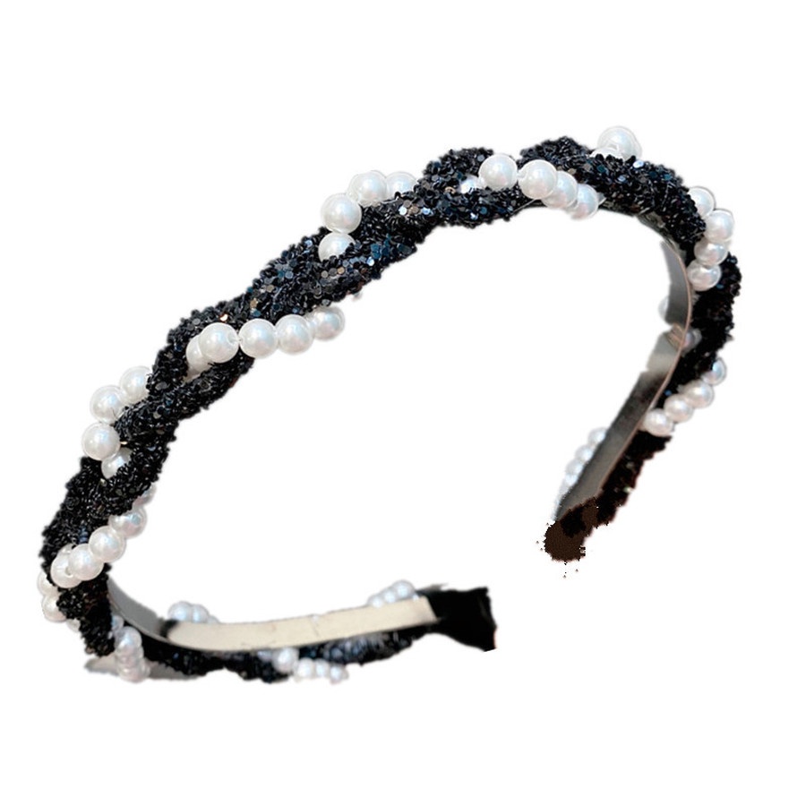 Băng đô cài tóc đính hạt ngọc trai nhân tạo và kim sa lấp lánh phong cách Hàn Quốc thời trang dành cho nữ