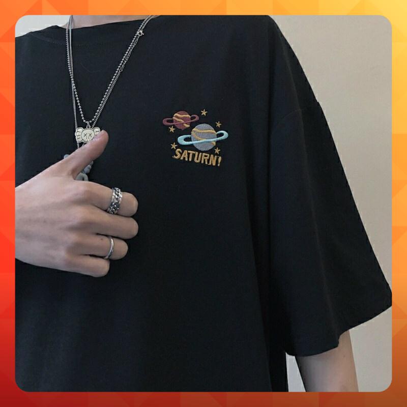 [ Ảnh Thật ] Áo thun tay lỡ phông rộng thêu hành tinh sao thổ Saturn - Unisex nam nữ đều mặc được | BigBuy360 - bigbuy360.vn