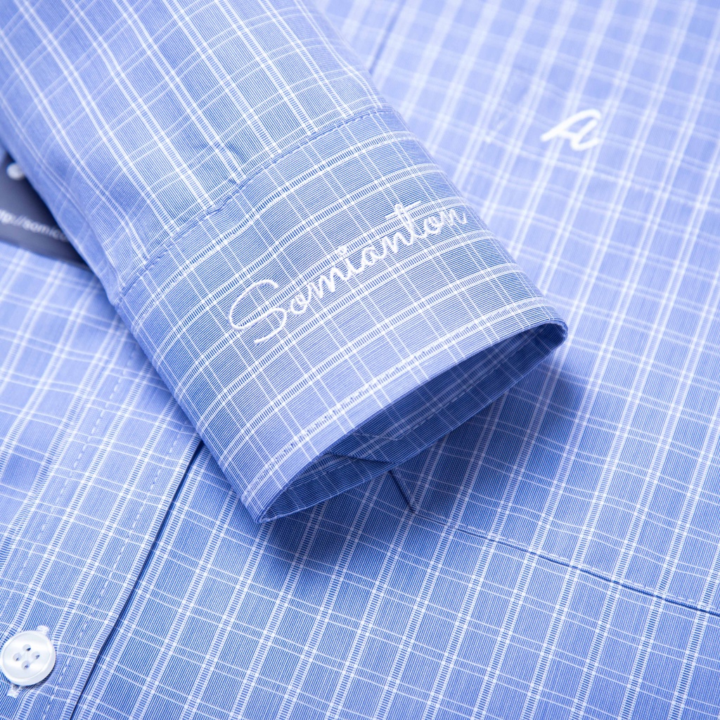 Áo Sơ Mi Nam Công Sở Trung Niên Thương Hiệu Anton Dài Tay Vải Cotton Kẻ Caro Xanh – AC159 | BigBuy360 - bigbuy360.vn