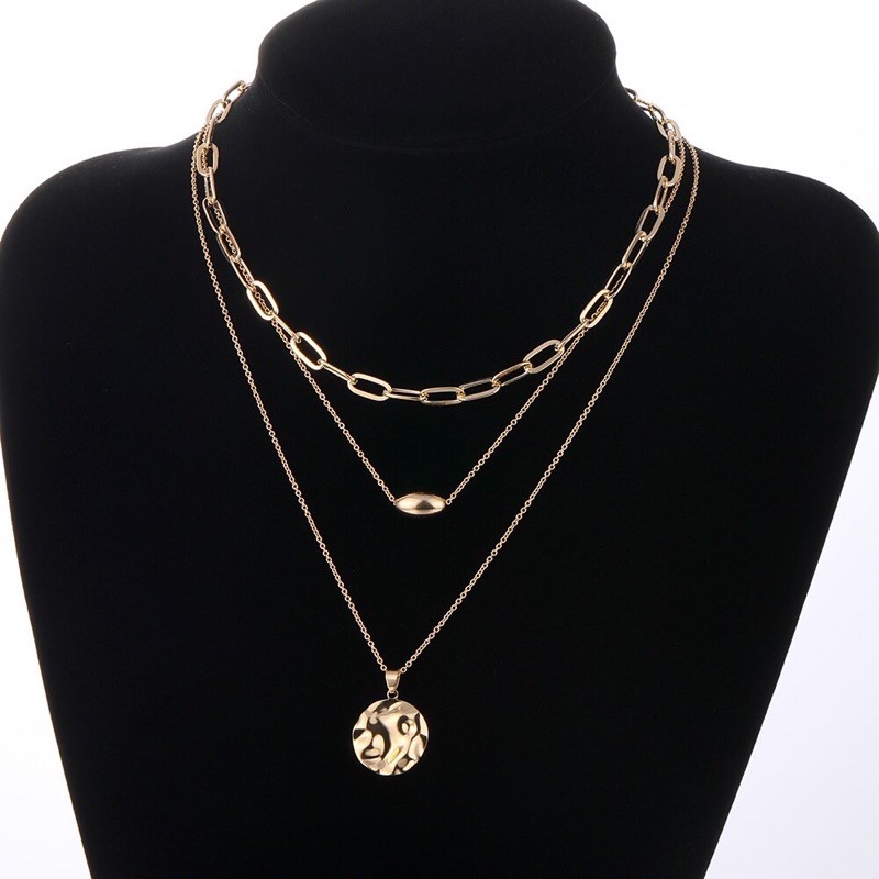 Vòng cổ kim loại nhiều lớp phong cách vintage
