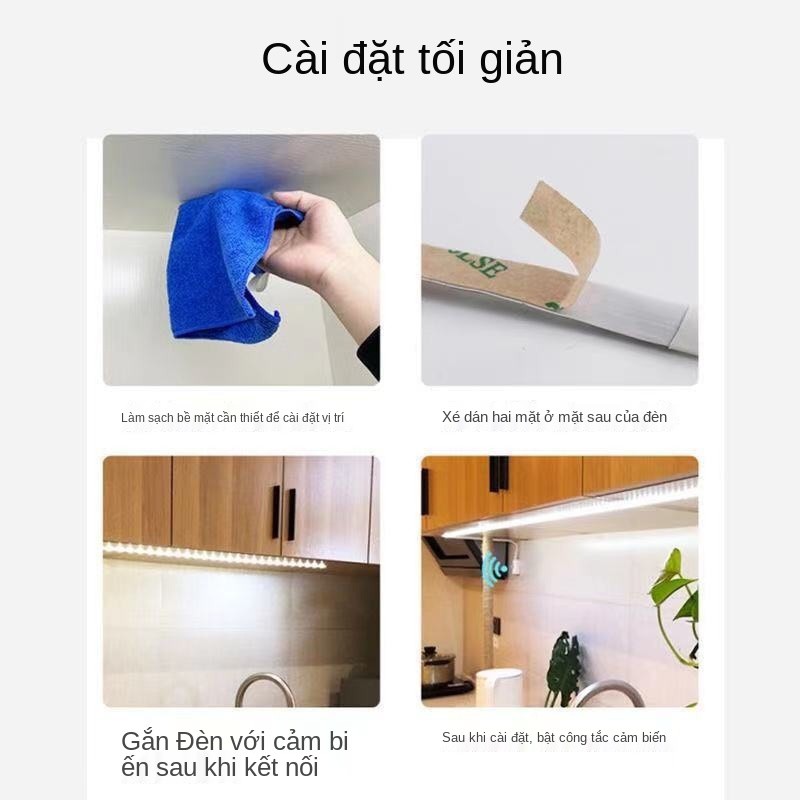 Đèn cảm ứng cơ thể người thông minh LED có tủ dưới đáy ngủ kệ bếp Dải quần áo