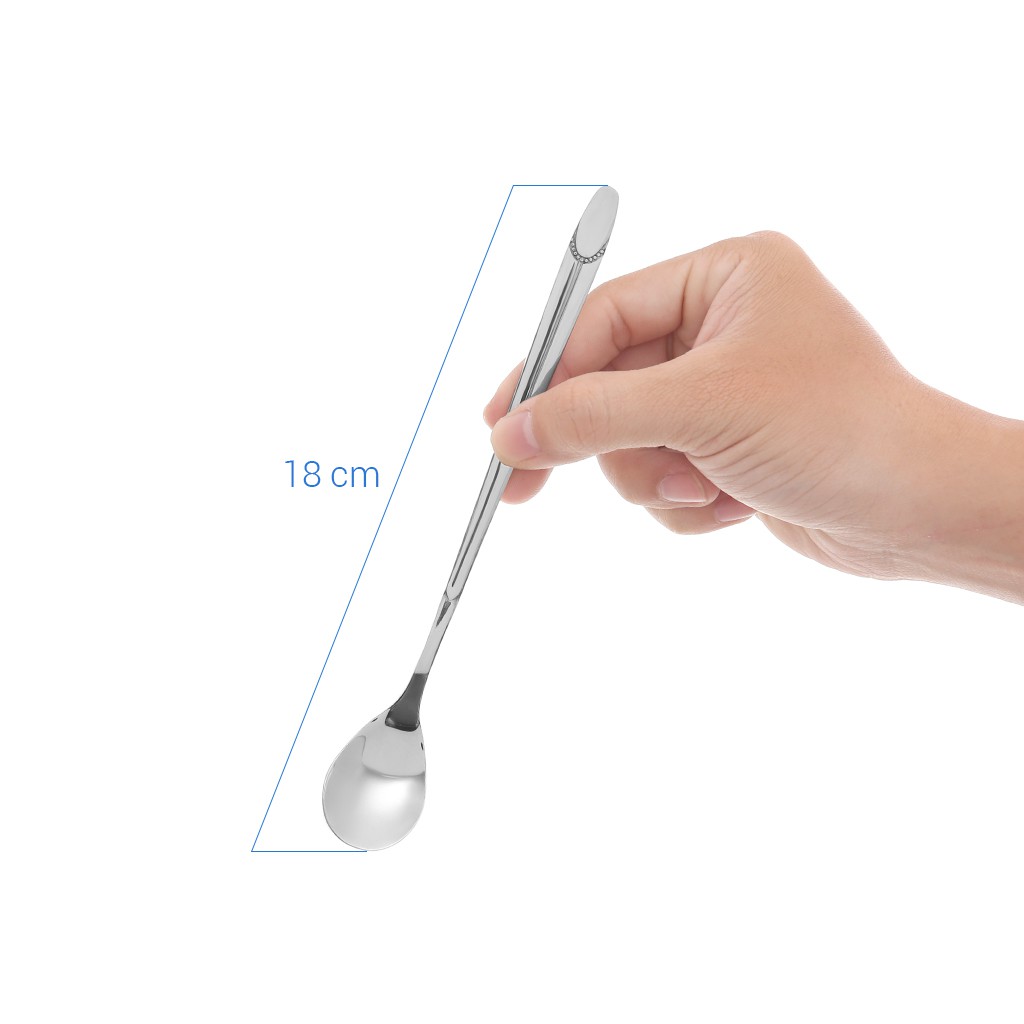 Muỗng cà phê inox 410 cán dài hoa văn 18.5 cm  LEONBH015