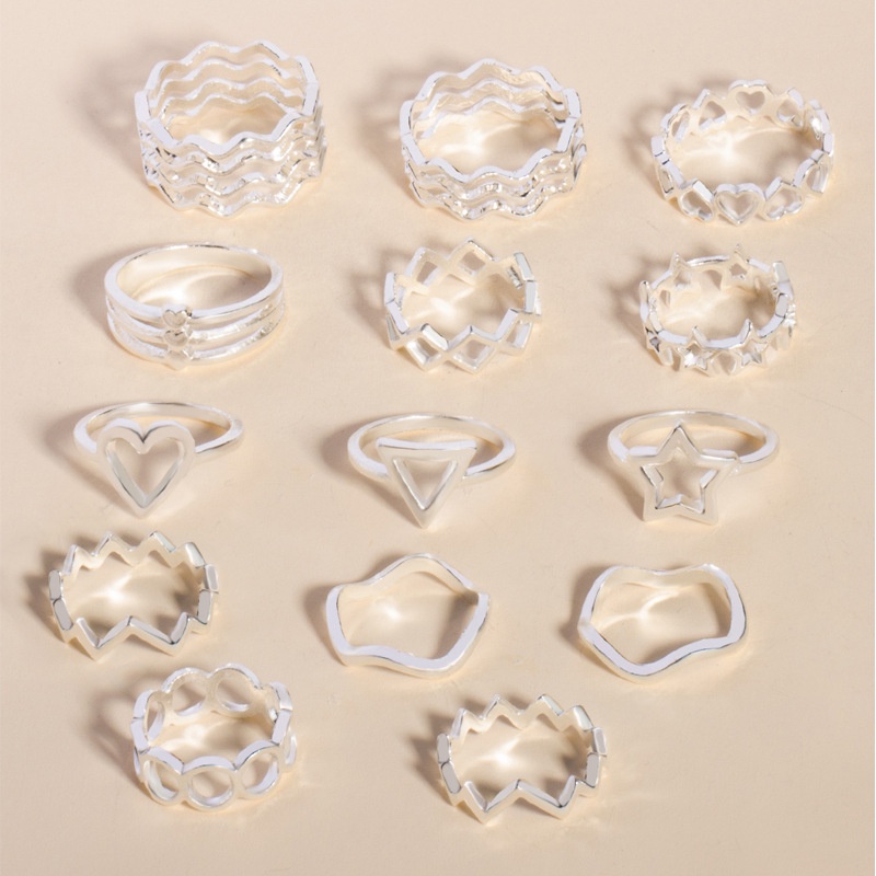 Set 11 Nhẫn Mạ Bạc Thời Trang Cho Nữ