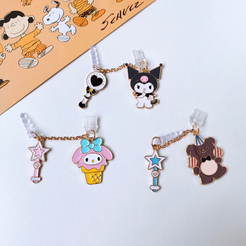 Nút Cắm Chống Bụi Gắn Phích Cắm Tai Nghe Điện Thoại Di Động Màu Đen Ngọt Ngào Kuromi Đáng Yêu