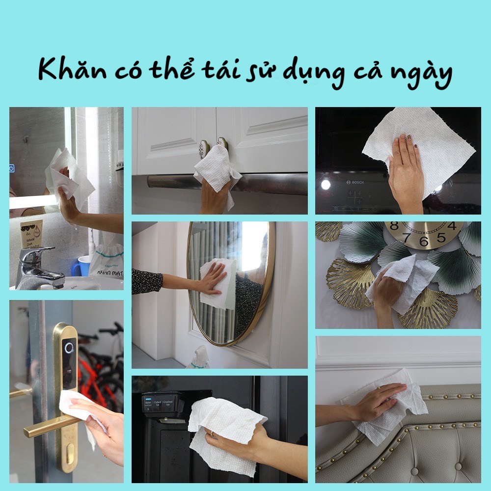 Khăn mặt dùng 1 lần lau khô ướt, giấy đa năng 100% cotton (nội địa Trung)