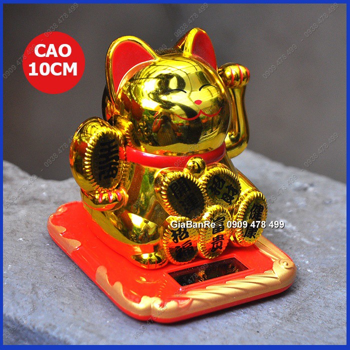 MÈO MAY MẮN MANEKI NEKO NĂNG LƯỢNG MẶT TRỜI ÔM VÀNG 10CM - VÀNG - 6533.2