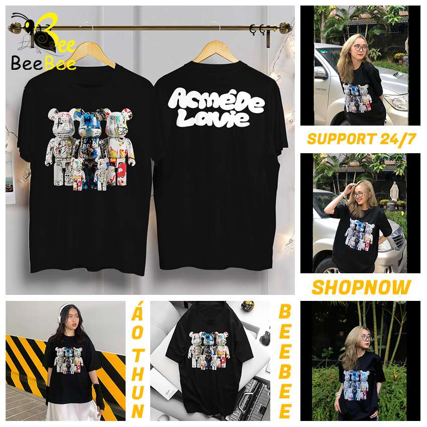 Áo thun in hình BEEBEE  Bearbrick gia đình-BBGD001 ( trắng) 100% COTTON