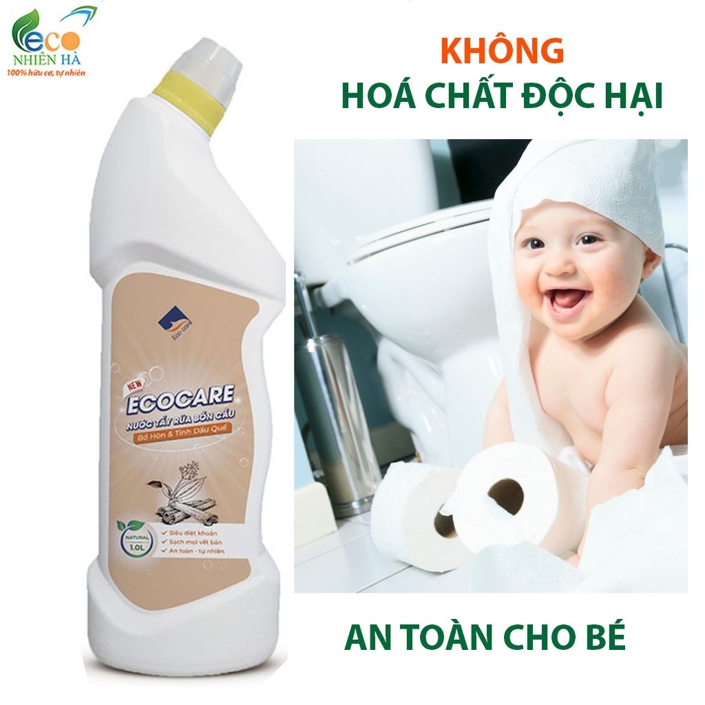 Nước tẩy bồn cầu ECOCARE 1L sả chanh hữu cơ, tẩy bồn cầu siêu diệt khuẩn, an toàn mẹ bầu