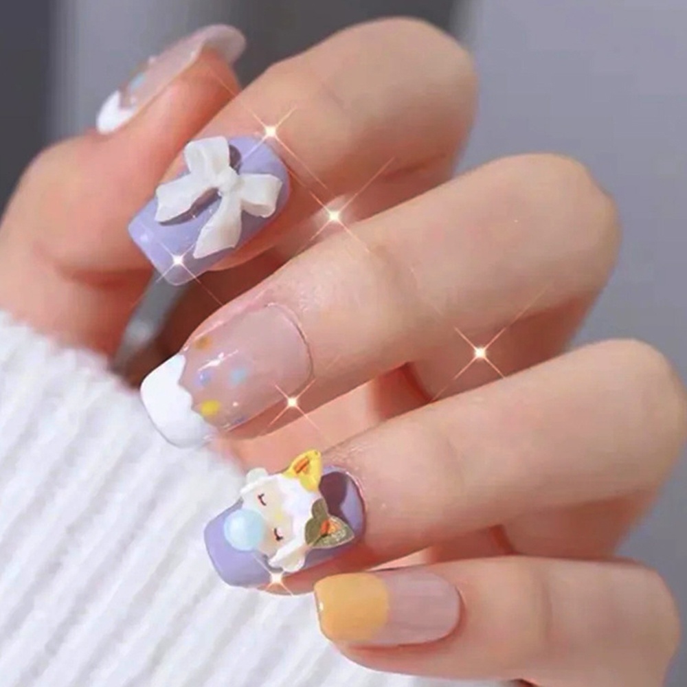 Set 24 móng tay giả dáng ngắn xinh xắn thời trang dành cho nữ 2484
