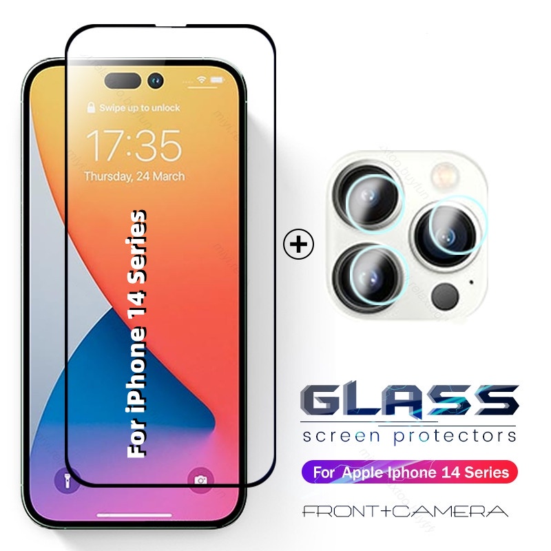 Ốp Điện Thoại Kính Cường Lực 2 Trong 1 Cho iPhone 14 13 12 Pro Max Mini 13Mini 14Max 14ProMax i14 i1